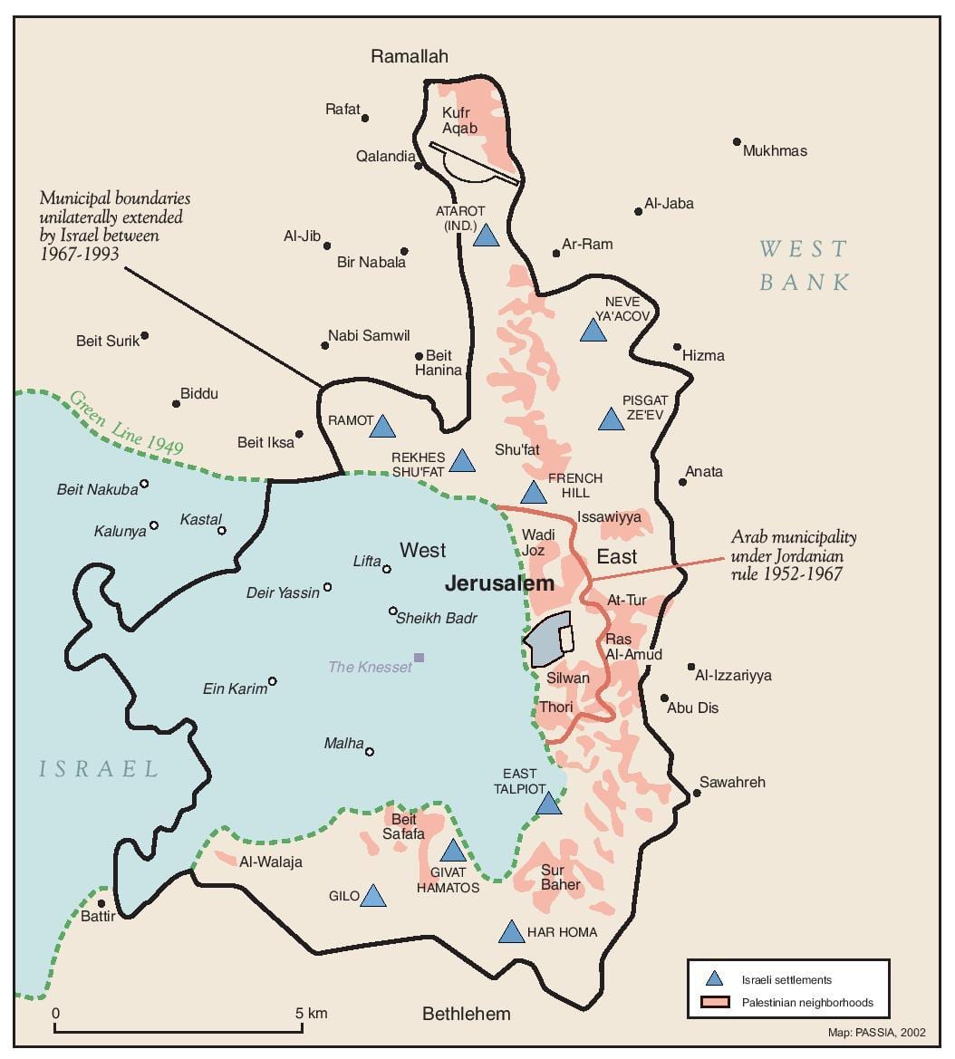 Mapa de los barrios de Jerusalén