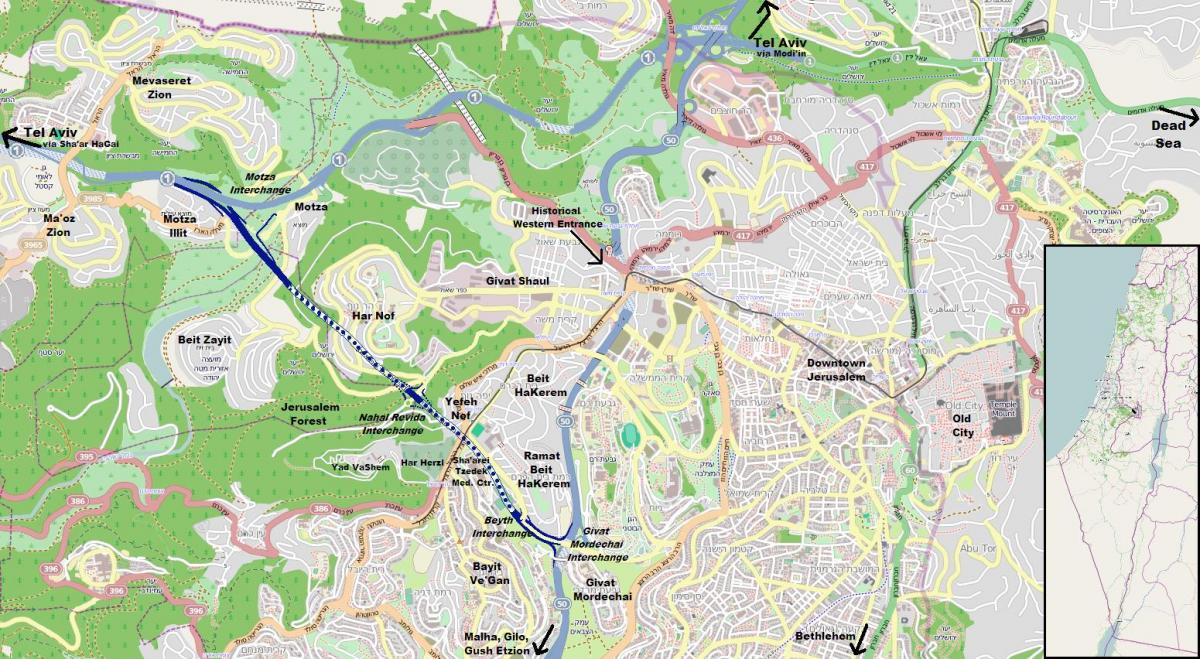 Mapa de carreteras de Jerusalén