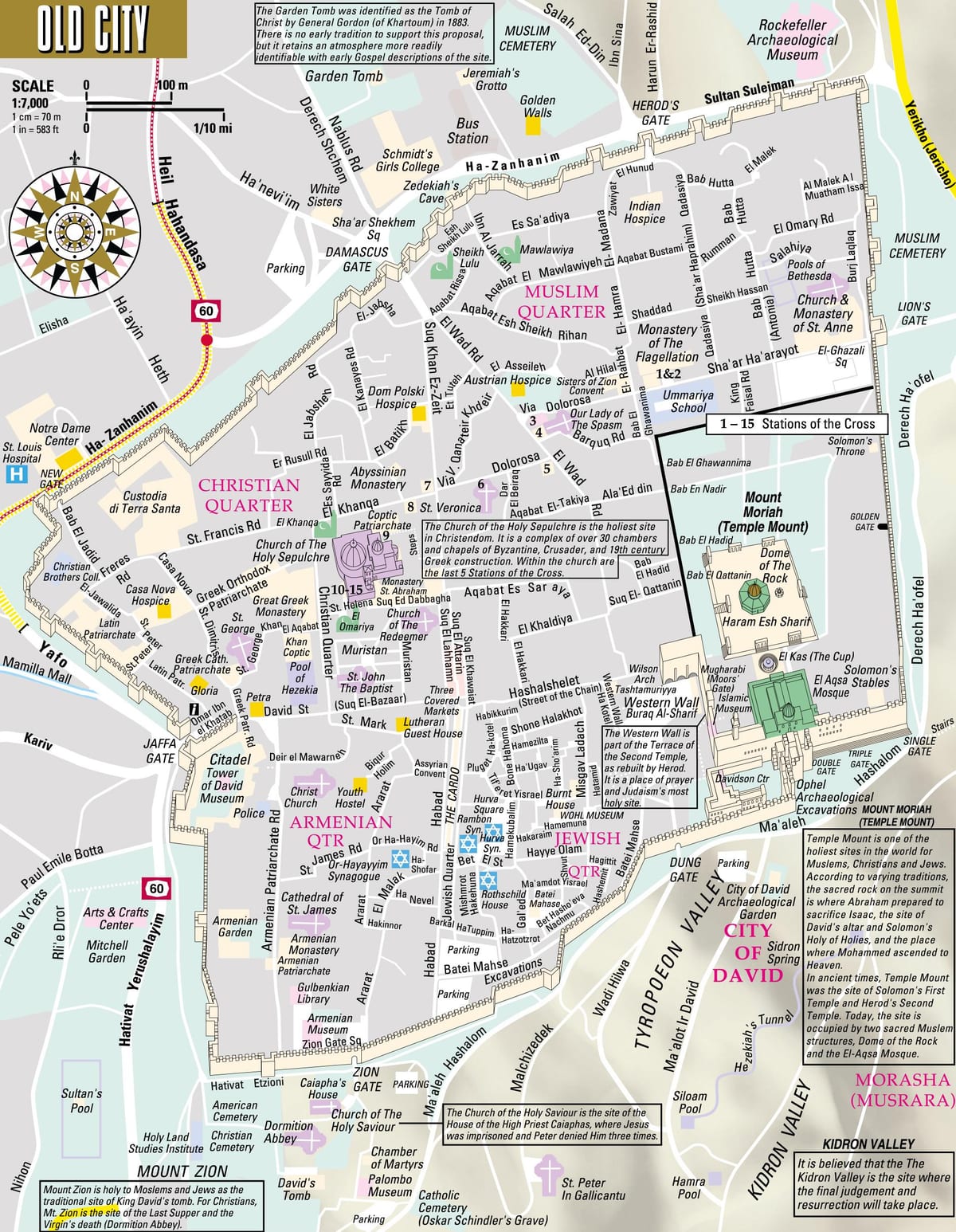 Mapa del centro de la ciudad de Jerusalén
